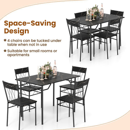 Dining Table and Chairs Set 4, 5 Piece Rectangular Kitchen Table and 4 Chairs