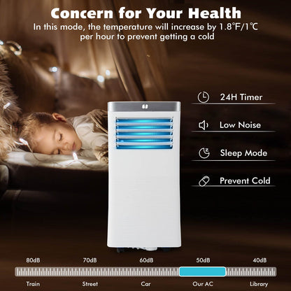 GiantexUK Portable Air Conditioner 9000BTU, 4-In-1 Mobile Air Cooler, Dehumidifier, Cooling Fan with 2 Speeds, Sleep Mode