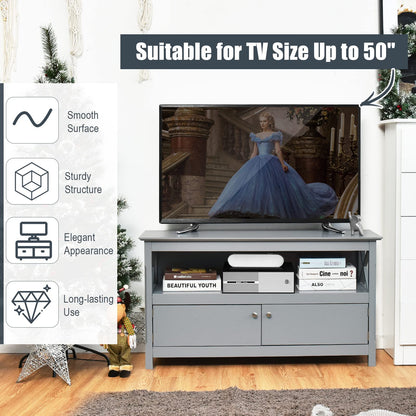 TV Stand for TVs up to 50 Inches, Wooden TV Cabinet Media Entertainment Center with Storage Shelf ( Grey )