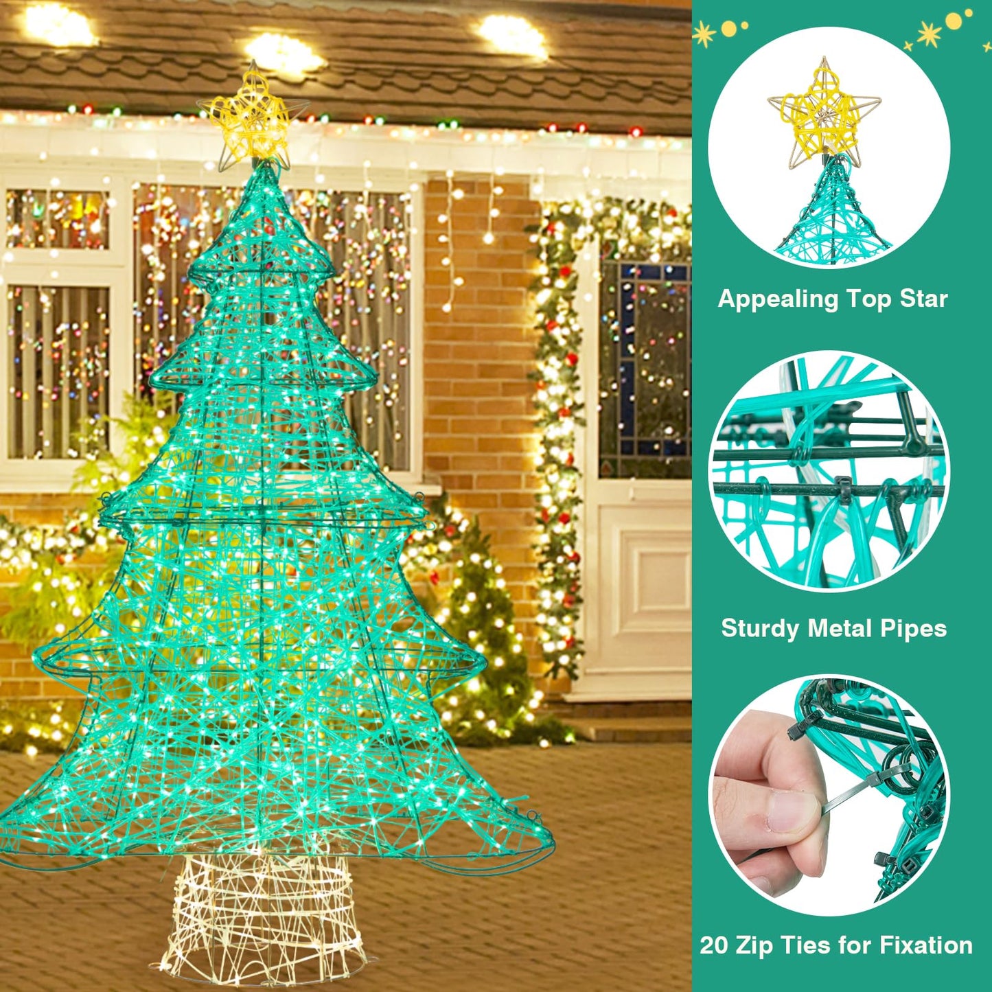 4FT Lighted Christmas Tree, Pre-Lit Artificial Xmas Trees with Top Star