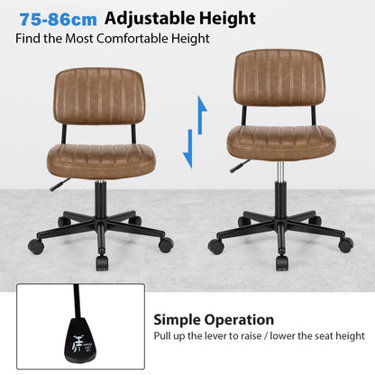 PU Leather Office Chair, Ergonomic Swivel Computer Desk Chair with Wheels