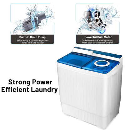 GiantexUK Twin Tub Washing Machine, 8.5KG Washing Machine and Spin Dryer Combo with Drainage & Timer Control (6.5kg Washer 2kg Dryer)