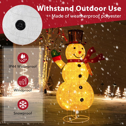 6FT Lighted Christmas Snowman, Pre-Lit Snowman Ornament Xmas Decoration with 180 LED Lights