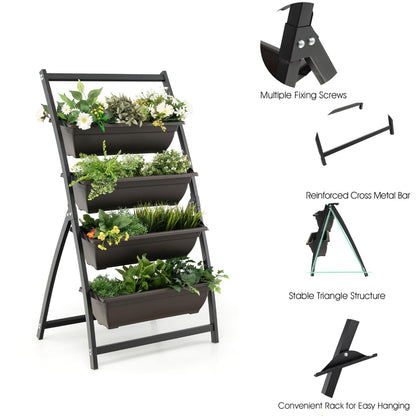 GiantexUK Raised Garden Bed, 4 Tier Vertical Ladder Planter with Removable Trays and Drainage Holes