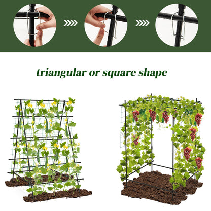 GiantexUK Garden Cucumber Trellis, 41x59Inch A-Frame Plant Support Stand with Adjustable Shape, Netting & Clips