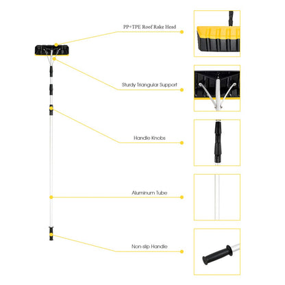 GiantexUK Snow Roof Rake, Extendable Aluminium Snow Rake (Silver+Yellow, 40 x 15 x 630cm)