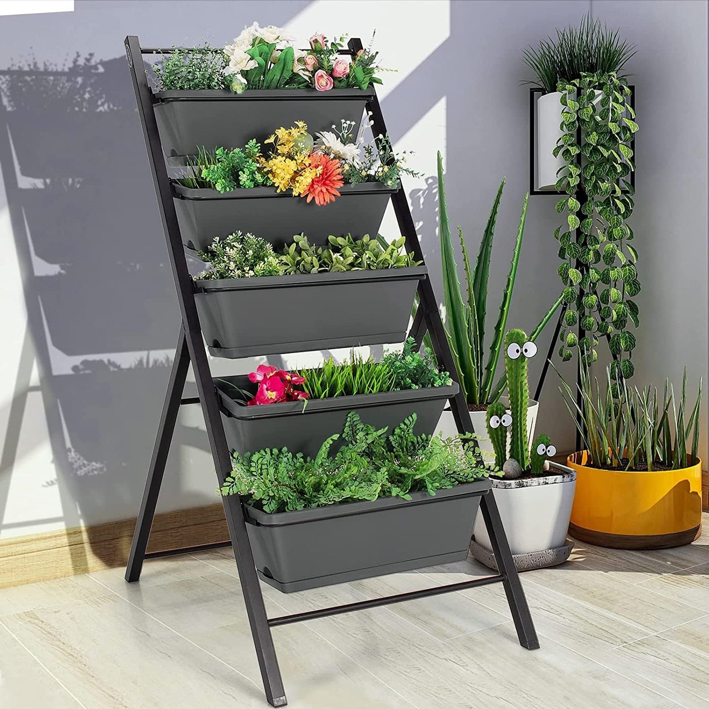 GiantexUK Raised Garden Bed, 5 Tier Vertical Ladder Planter with 5 Removable Trays & Drain Holes