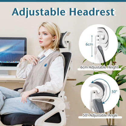 Mesh Office Chair, Rocking Swivel Computer Desk Chair with Adjustable Headrest for Home Office