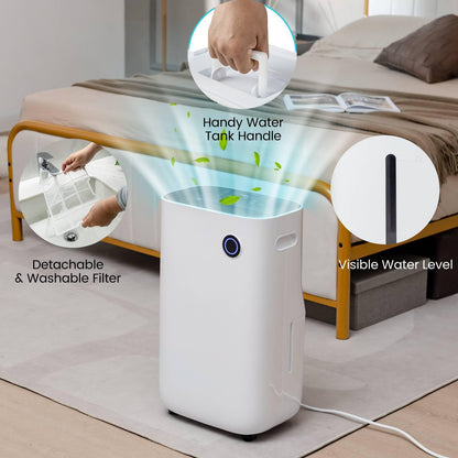 GiantexUK 40L/Day Dehumidifier, Quiet Dehumidifier with 5 Model, Digital Display, Continuous Drainage, Childlock, Laundry Drying, 3-Color Light