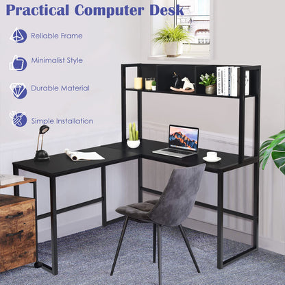 L-Shaped Computer Desk, Industrial Large 2-Person Corner Writing Workstation PC Laptop Table