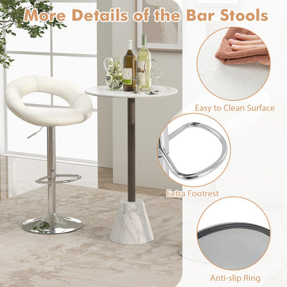 Bar Stool Set of 2, Adjustable Height Breakfast Kitchen Counter Chairs with 360° Swivel Design