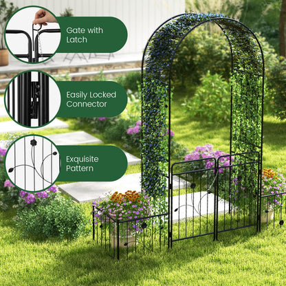 GiantexUK Garden Arch with Gate & Planter Boxes