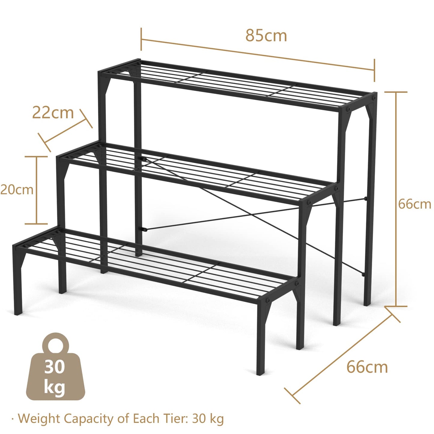 GiantexUK 3-Tier Metal Plant Stand, Ladder Shelf Flower Pot Holder