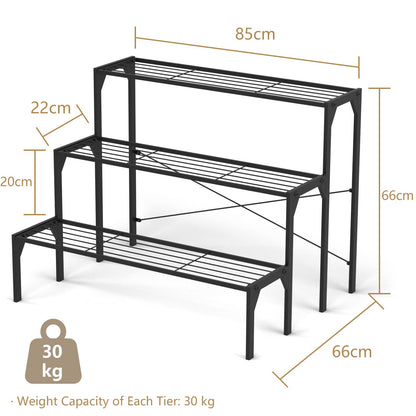 GiantexUK 3-Tier Metal Plant Stand, Ladder Shelf Flower Pot Holder