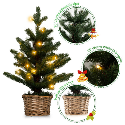 1.5 Mini Pre-lit Christmas Tree, Tabletop Small Artificial Xmas Tree with LED Lights and Stable Base