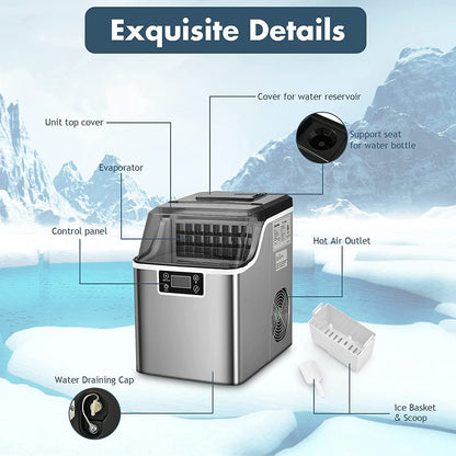 GiantexUK Ice Maker Machine, 18kg/24H Countertop Ice Machine with Self-Cleaning Function