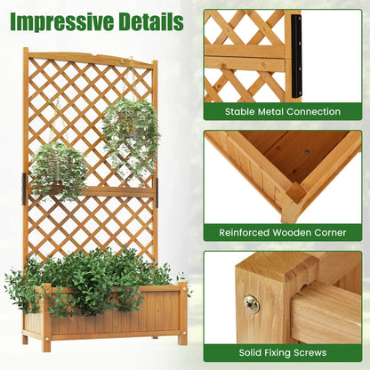 GiantexUK Garden Planter with Trellis (No Hanging Roof, Natural, 90x45x180cm)