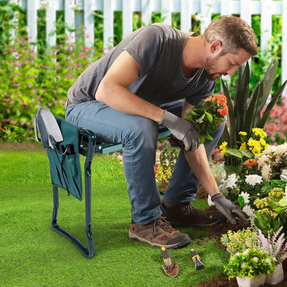 GiantexUK Garden Kneeler and Seat, Folding Garden Kneeling Stool with 1/2 Detachable Tool Pouches