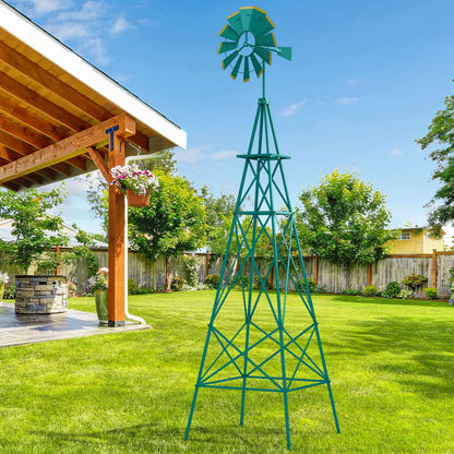 GiantexUK Garden Metal Windmill, 8FT Ornamental Wind Mill