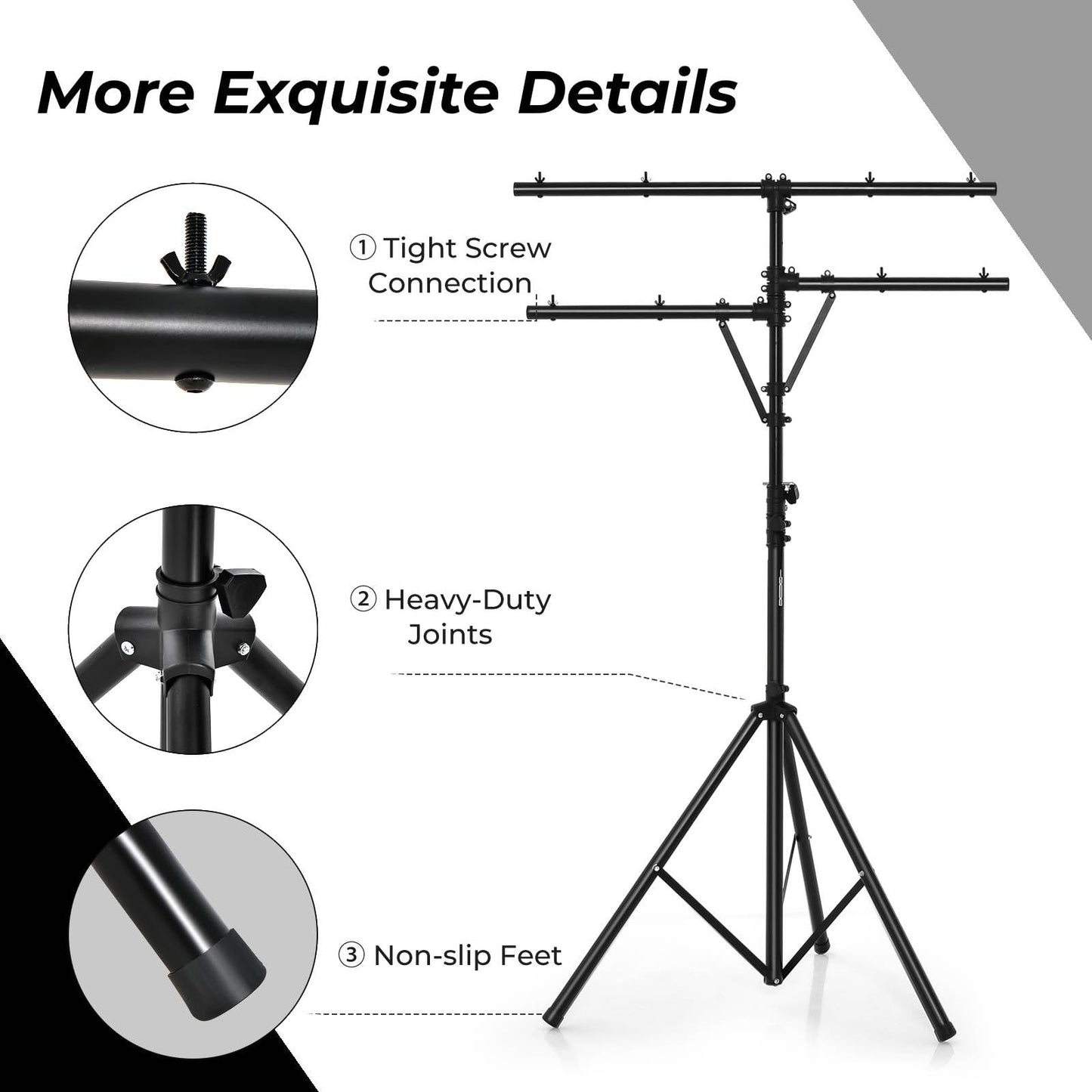 GiantexUK T-Bar Lighting Stand, 8 Lights Portable Photography Lights Tripod Stand with 11 level Adjustable Heights & 8 Hanging Points