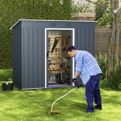 GiantexUK 7x3.6FT Metal Garden Shed, Slope Roof Backyard Garage Utility Shed Building