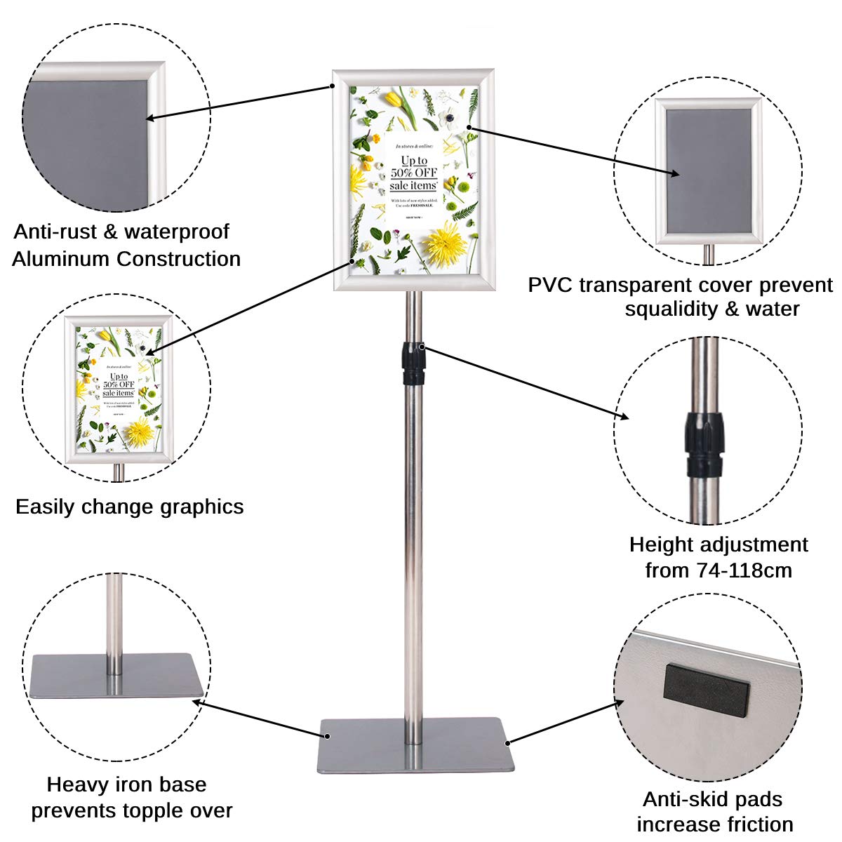 GiantexUK A4 Sign Stand, Adjustable Aluminum Poster Holder