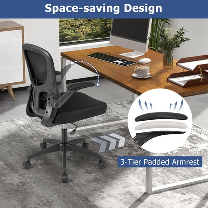 Ergonomic Office Chair, Adjustable Swivel Mesh Task Chair with Flip-Up Armrests, Adjustable Lumbar Support & 90°-120° Rocking Backrest