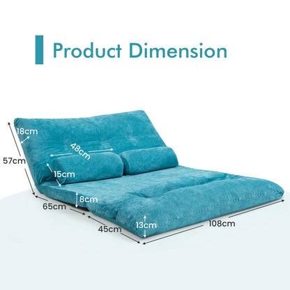 Double Folding Sofa Bed, 6-Position Adjustable Lounger Sleeper Seat Chair with 2 Pillows,