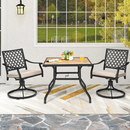 GiantexUK 90 cm Square Patio Dining Table with Powder-Coated Steel Frame