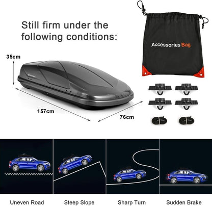 GiantexUK Car Roof Box, 400L Heavy Duty Rooftop Cargo Box Carrier with Security Keys