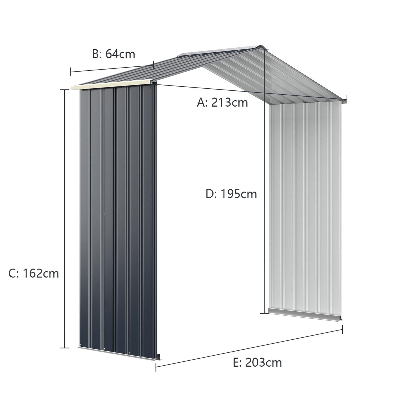 GiantexUK 7x4FT Metal Garden Shed and Extension Kit, Slope Roof Utility Shed Building (Shed Extension Kit)