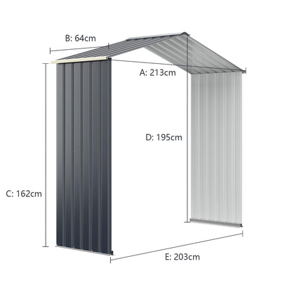 GiantexUK 7x4FT Metal Garden Shed and Extension Kit, Slope Roof Utility Shed Building (Shed Extension Kit)