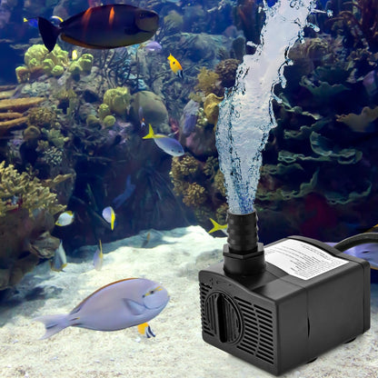 GiantexUK Submersible Water Pump, Quiet Adjustable Aquarium Pump with 4 Suction Cups, 3 Nozzles (1450L/H,30W)