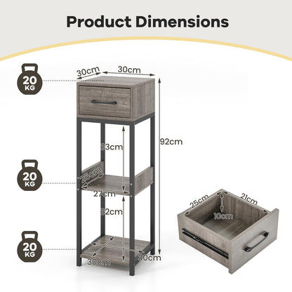 3 Tier Tall Metal Plant Stand, Corner Plant Holder with Anti-tipping Devices (with Top Drawer)