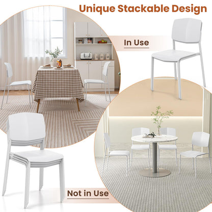 Dining Chairs Set of 4, Stackable Kitchen Chairs with Ergonomic Backrest & Wide Seat