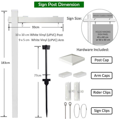 GiantexUK 6FT Real Estate Sign Post, UPVC Realtor Yard Sign Post Holder with Stake