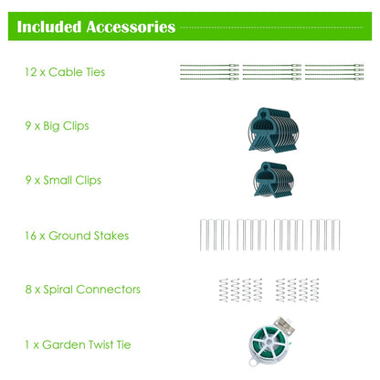 GiantexUK 2-Pack Garden Cucumber Trellis, 4x3FT A-Frame Plant Supports with Twist Tie, 8 Spiral Connectors