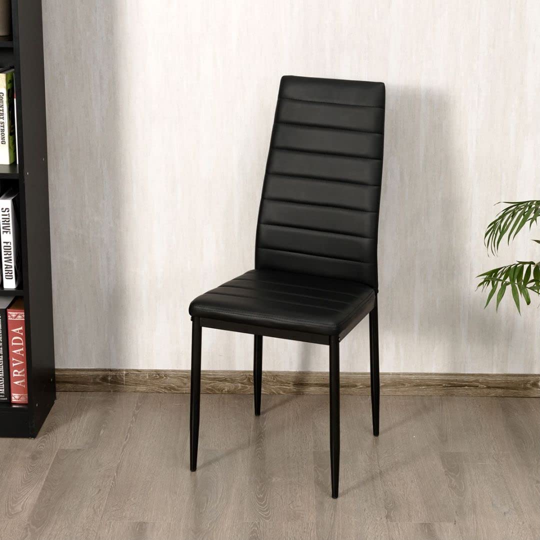 GiantexUK Set of 4/6 Dining Chairs, PU Leather Bar Chairs with Upholstered Seat, High Back Accent Seats for Home Office