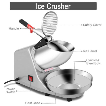 GiantexUK Electric Ice Crusher Machine, Snow Cone Machine Maker, Stainless Steel Ice Shaver for Home Commercial Use