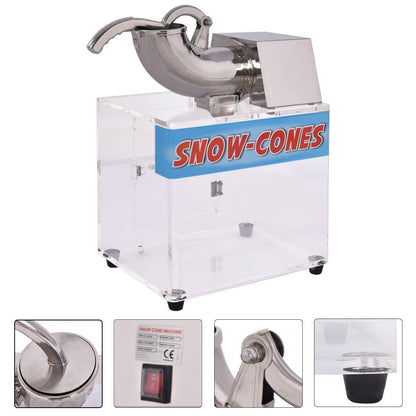 GiantexUK Commercial Ice Crusher Machine, 200KG/H Stainless Steel Electric Ice Shaver with Dual Blades & Large Box