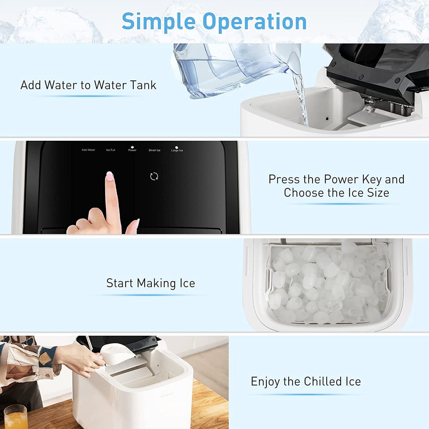 GiantexUK Ice Maker, 15kg/24H Countertop Ice Machine with Self-Cleaning Function