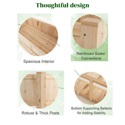 GiantexUK Raised Garden Bed with Trellis, Wood Elevated Planter Box with Liner for Vegetables Herbs Vines Flowers(119x58x159cm, without Wheels)