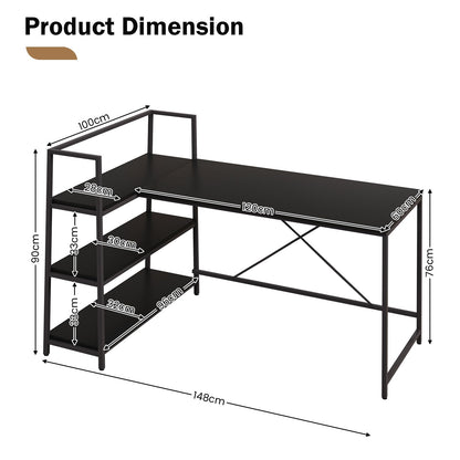 L-Shaped Computer Desk, Large Reversible Corner Desk with Open Storage Shelves