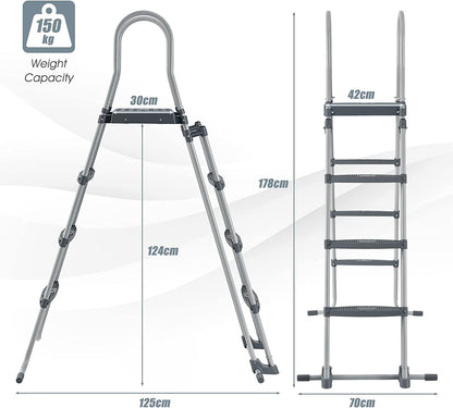 GiantexUK 4 Step Pool Ladder, Above Ground Safety Pedal with Removable Outer Ladder