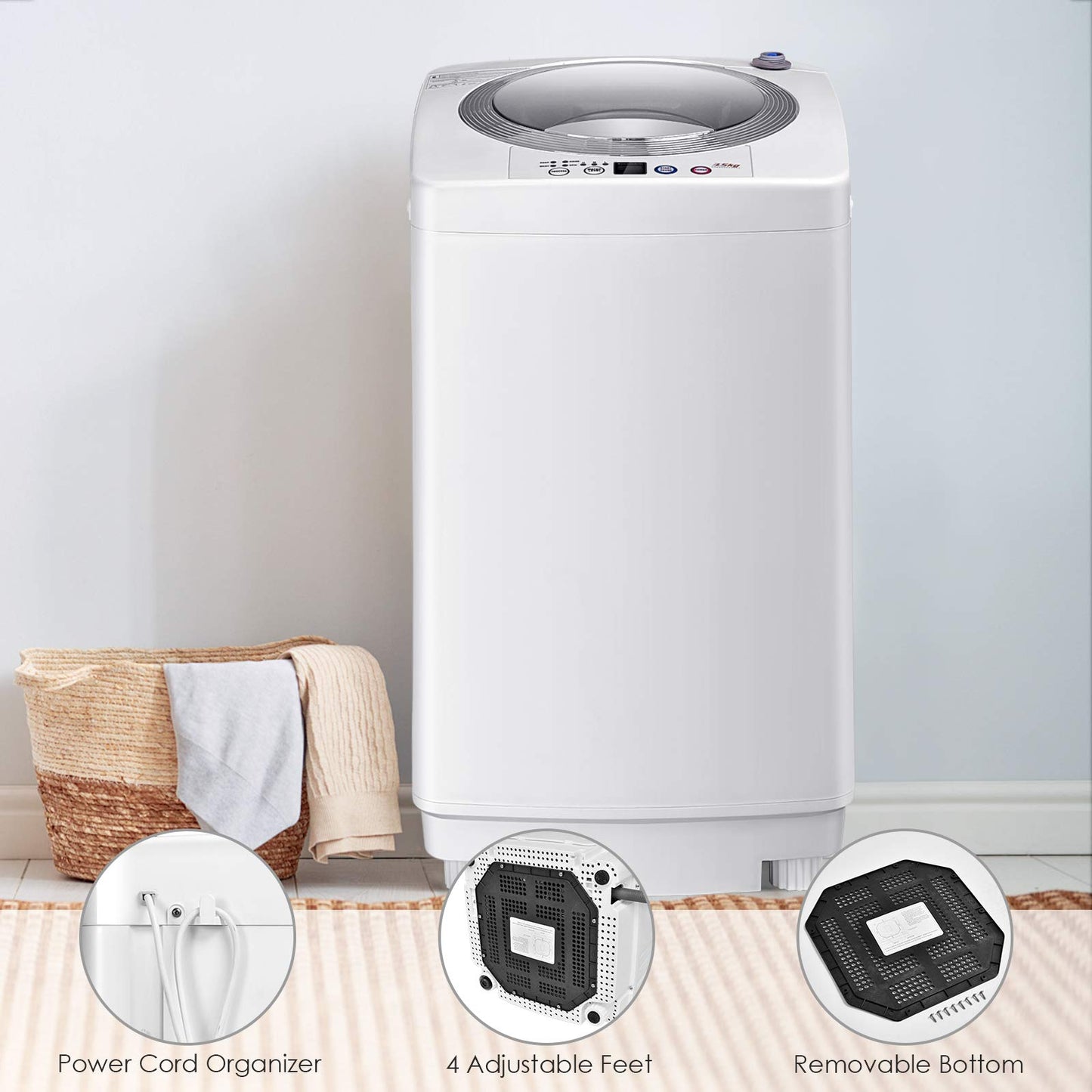 GiantexUK 2-in-1 Portable Washing Machine, Single Tub Washer and Spin Dryer (3.5kg Load, 6 Modes, 3 Levels)