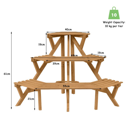 3-Tier Plant Stand, Freestanding Wooden Corner Ladder Flower Pots Rack