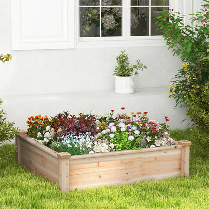 GiantexUK Wooden Raised Garden Bed, Garden Planter Box with Open Bottom(Natural, 102x102x30cm, Square)