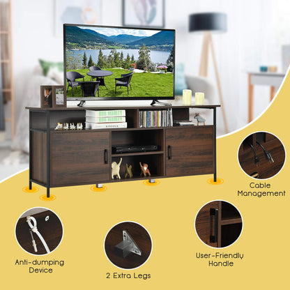 TV Stand for TVs up to 65 Inches, Wooden TV Cabinet Media Entertainment Center with 2 Door Cabinets