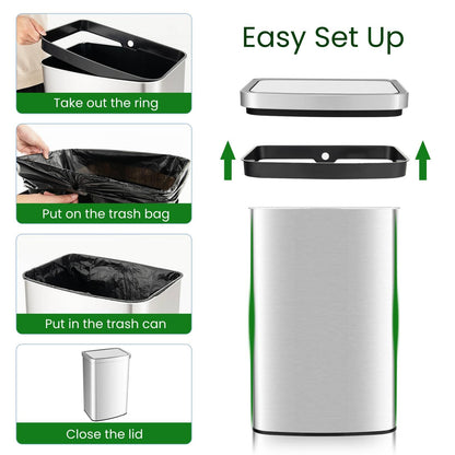 GiantexUK Automatic Sensor Kitchen Bin, 50L Touchless Waste Can with Soft Closure Lid