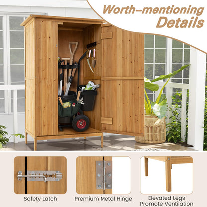 Wooden Garden Shed, 5 x 3FT Outdoor Tool Storage Cabinet with Asphalt Roof